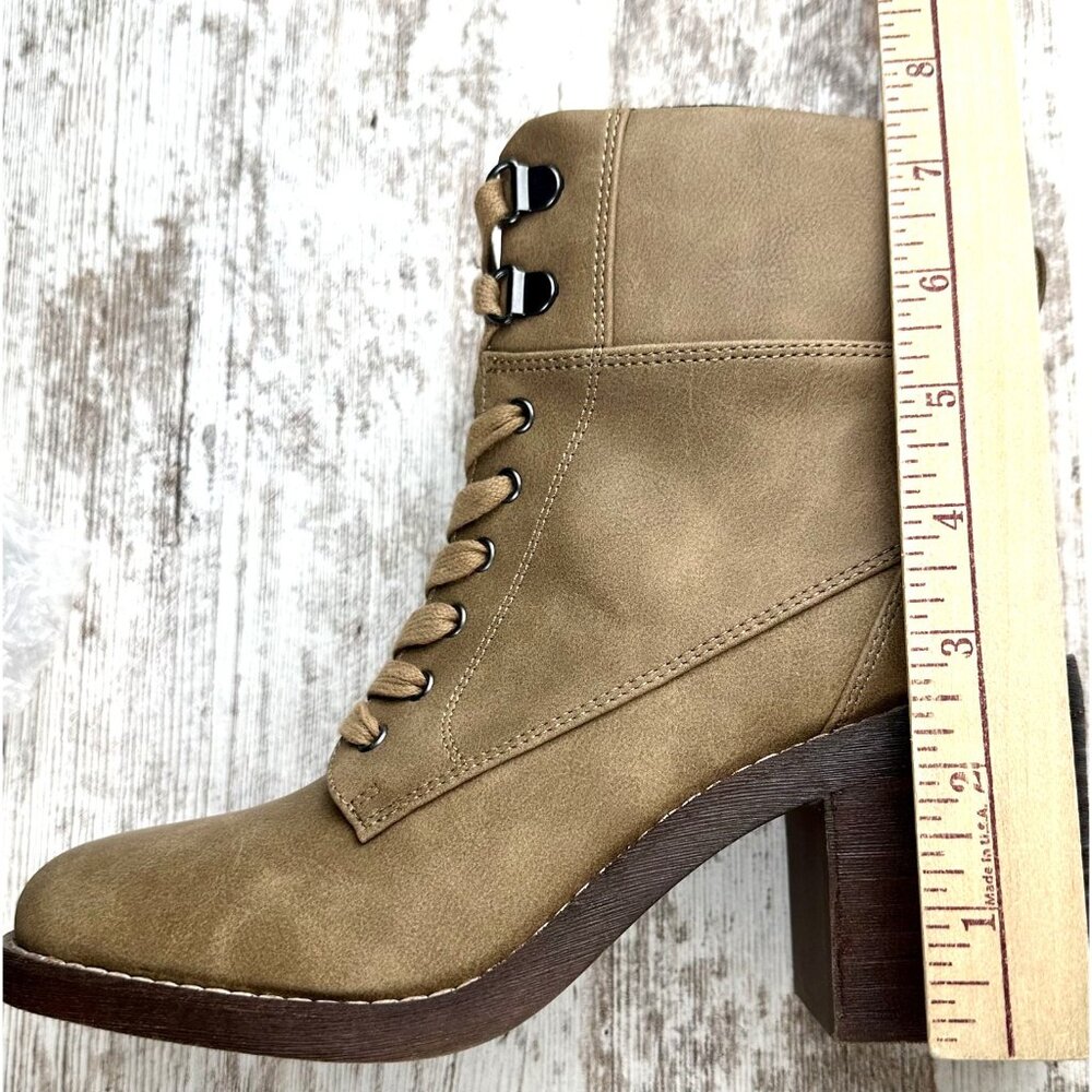 CROWN VINTAGE Hollis Boot Women’s 7M Mocha Lace Up Zip Heel Faux Leather Rugged - Picture 12 of 14